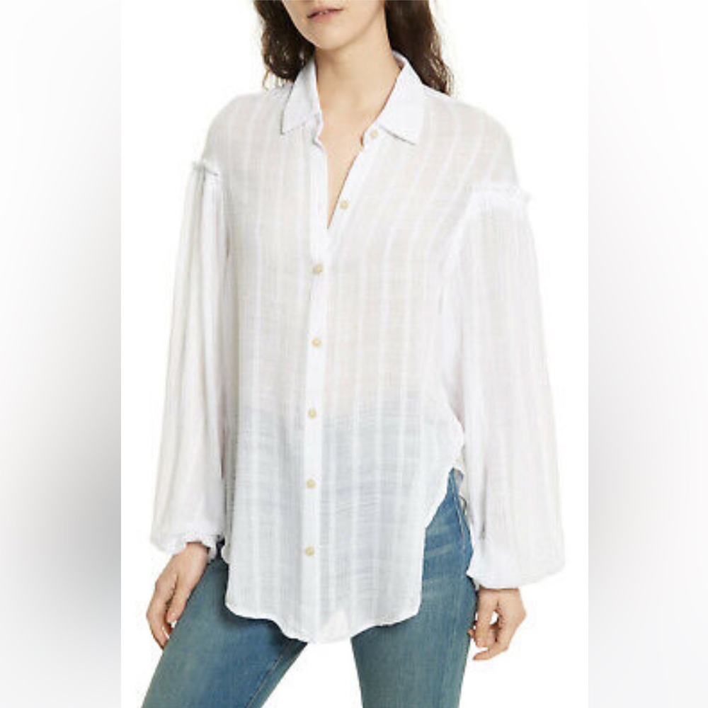 Free People Headed The Highlands Button Down Size S White